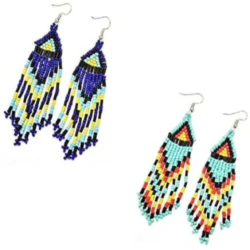 Handmade Beaded Tassel Statement Earrings Lightweight Bohemian Beads Fringe Dangle Earrings Colorful Boho Seed Beads Tassel Drop Earring for Women Girl Valentines-day Jewelry Handmade Beaded Tassel Statement Earrings Lightweight Bohemian Beads Fringe Dangle Earrings Colorful Boho Seed Beads Tassel Drop Earring for Women Girl Valentines-day Jewelry