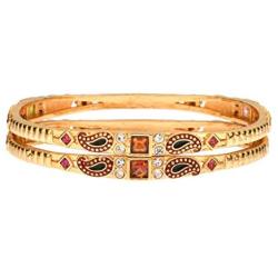 Efulgenz Indian Bollywood Antique Traditional 14 K Gold Plated Kundan Rhinestone Wedding Bridal Bracelet Bangle Set Jewelry