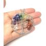 Tree of Life Gemstone Pendant Necklace 26 inch Healing Crystals Chakra Gem Stones Jewelry Women Girls Men Birthday Mothers Gifts