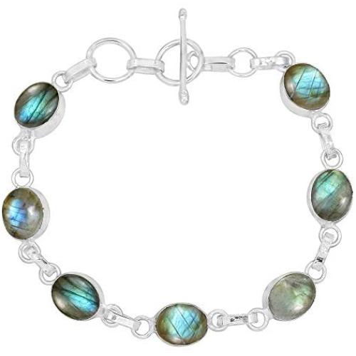 Labradorite Bracelet For Women Mom Wife 925 Silver Overlay Handmade Vintage Style Jewelry