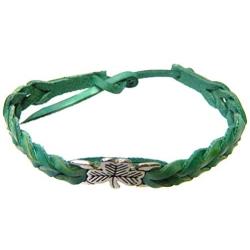 Valentines Day Gift Shamrock Friendship Bracelet Braided Faux Leather Green