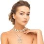 Cinsionze Big Butterfly Pendant Necklace Tennis Link Choker Rhinestone Cubic Zircon Embedded Cuban Chains Necklace Dual Layers Valentine Gifts for Women Girls