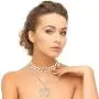 Cinsionze Big Butterfly Pendant Necklace Tennis Link Choker Rhinestone Cubic Zircon Embedded Cuban Chains Necklace Dual Layers Valentine Gifts for Women Girls