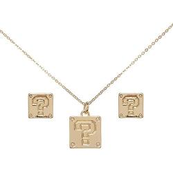 Super Mario Question Mark Necklace and Earrings Set