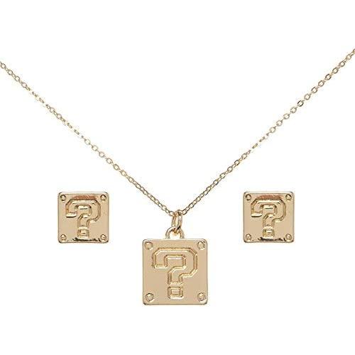 Super Mario Question Mark Necklace and Earrings Set