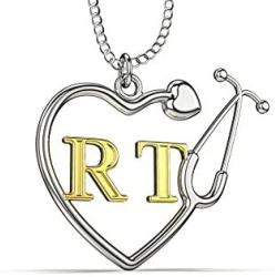 Caring Hands Gifts RT Respiratory Therapist Stethoscope Heart Necklace, RT Gift, RT Pendant