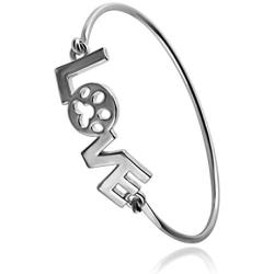 PANGRUI Exquisite Easy Open Bangle Bracelet with Word Love and Dog Paw, Gift for Lover