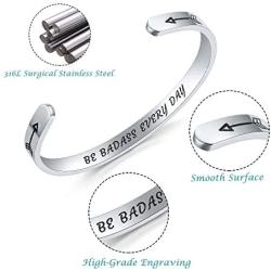AryaHozel Inspirational Bracelet for Women Motivational Cuff Bangle Engraved Mantra Quote Stainless Steel Jewelry Personalized Gifts for Her Teen Girls Friendship Bracelet Birthday Graduation Presents