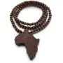 The Woos Wooden Beaded Sweater Chain Vintage Cross/African Map Pendant for Men and Women Hip Hop Necklace Jewelry Unisex Necklaces Gifts