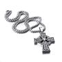 Elfasio Celtic Cross Necklace for Men Cubic Zirconia Stainless Steel Pendant Necklaces Chain 18inch-30inch