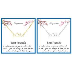 Best Friend Necklaces for 2 Dainty Bar Neckalce Elephant Love Knot Mountain Lock Necklace Jewelry Gifts for Women