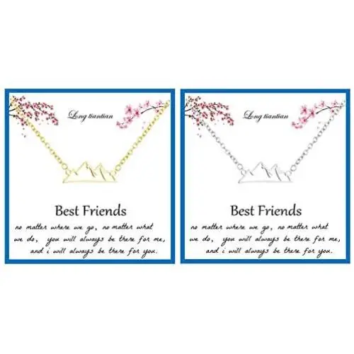 Best Friend Necklaces for 2 Dainty Bar Neckalce Elephant Love Knot Mountain Lock Necklace Jewelry Gifts for Women
