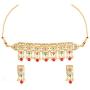 Efulgenz Indian Bollywood Traditional 14 K Gold Plated Pearl Crystal Bridal Wedding Choker Necklace Earrings Jewelry Set