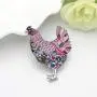 DUOWEI Cute Rhinestone Hen Chicken Brooch Enamel Crystal Pin for Women Teens Girls Kids Clothes Suit Decoration Gifts