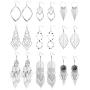 Hanpabum 9 Pairs Leaf Drop Dangle Earrings for Women Girls Double Linear Earrings Fashion Statement Earrings Set
