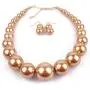 HSQYJ Simple Large Big Simulated Pearl Statement Necklace Earring Set Faux Big Pearl Choker Drop Dangle Hook Earring Fashion Costume Jewelry for Girl Women Lady