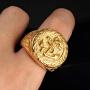 Gungneer Goldtone Anchor Navy Ring Stainless Steel Eagle Pattern Millitary Jewelry Power Gift Accessory for Mens Womens