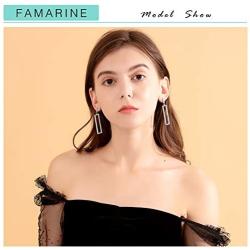 FAMARINE Gold Geometric Drop Earrings, Rectangle Dangle Earrings for Women Girls Costume Jewelry