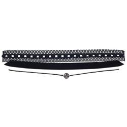 Lux Accessories Womens Black Classic Choker Collar Necklace 3Pc Set