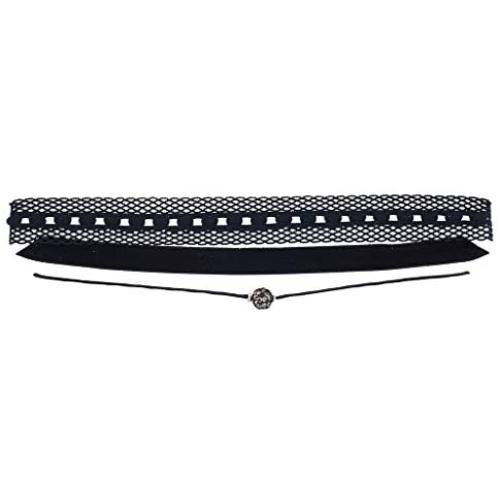 Lux Accessories Womens Black Classic Choker Collar Necklace 3Pc Set
