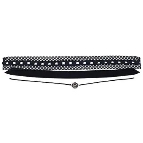 Lux Accessories Womens Black Classic Choker Collar Necklace 3Pc Set Lux Accessories Womens Black Classic Choker Collar Necklace 3Pc Set