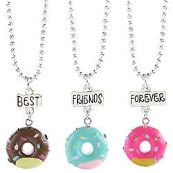 RUIZHEN Cartoon Best Friends Forever Ice Cream Cookie and Milk Donut Colorful Pendant Friendship Necklaces Set BFF Jewelry