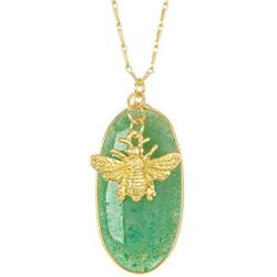 Green Aventurine With Bee Charm Healing Wholesale Gemstone Jewelry Pendant Necklace
