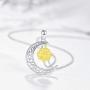 Gold Yellow Sunflower Moon Necklace, THRISHULA Sterling Silver Hollow-Cut Crescent Moon Small Yellow Sunflower Pendant Necklace for Women Girls Birthday Jewelry Gift 18+2 (Gift Box Included)