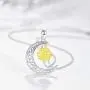 Gold Yellow Sunflower Moon Necklace, THRISHULA Sterling Silver Hollow-Cut Crescent Moon Small Yellow Sunflower Pendant Necklace for Women Girls Birthday Jewelry Gift 18+2 (Gift Box Included)