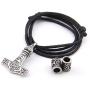 GUNGNEER Raven Head Thors Hammer Pendant Necklace - Stainless Steel Nordic Viking Mjolnir Choker for Men Women, Adjustable Length Cotton Cord