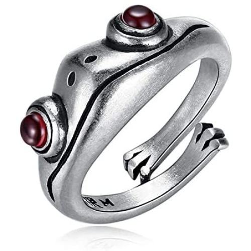 Stainless Steel Frog Ring for Women Teen Girls Boys Adjustable Frog Open Ring Cute Animal Rings Birthday Gift for Little Girl Boys