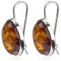 Amber Sterling Silver Oval Large Earrings