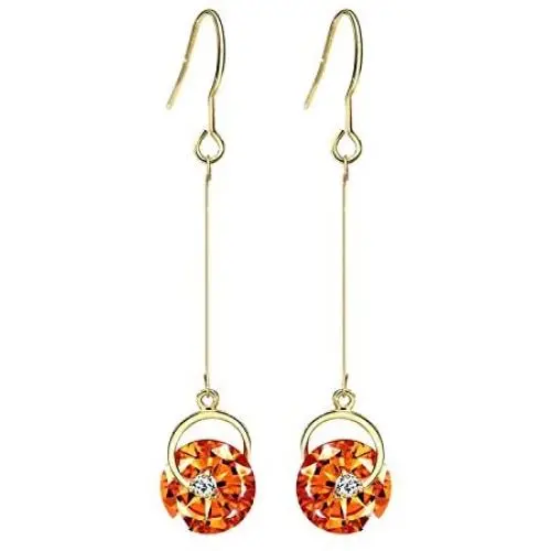 Neoglory Jewelry Made with Swarovski Element Yellow Crystal Long Fish Hook Drop Earrings for Woman Neoglory Jewelry Made with Swarovski Element Yellow Crystal Long Fish Hook Drop Earrings for Woman