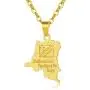 Fashion Gold Color Congo Map Pendant Necklace for Women Men Stainless Steel DRC Jewelry Gift Fashion Gold Color Congo Map Pendant Necklace for Women Men Stainless Steel DRC Jewelry Gift