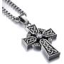 Elfasio Celtic Cross Necklace for Men Cubic Zirconia Stainless Steel Pendant Necklaces Chain 18inch-30inch