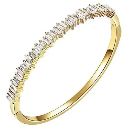 Lavencious Hinged Bangle Bracelet 4mm CZ Single Row Prong Rhodium Plated 7'' Lavencious Hinged Bangle Bracelet 4mm CZ Single Row Prong Rhodium Plated 7''