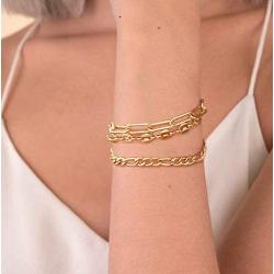 14K Gold Plated Chain Bracelet for Women Fashion Simple Bracelet