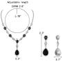 EleQueen Womens Cubic Zirconia Teardrop Y-Necklaces Dangle Earrings Sets for Bride Bridesmaid