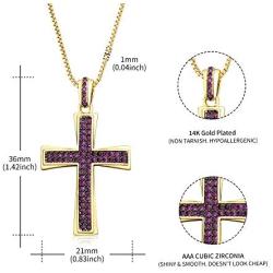 OUCHUANG 14K Gold Plated Cross Inlay Pendant Necklace for Women | Cross Pendant | Fashion Jewelry Gifts