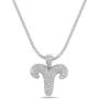 .925 Sterling Silver CZ Zodiac Pendant Necklace - 2MM Franco Chain 20'' - Choose Your Horoscope