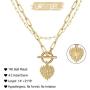 Ursteel Layered Choker Necklaces for Women, 14K Gold Plated Dainty Heart Initial Pendant Paperclip Chain Necklace Layering Gold Toggle Necklaces for Women Jewelry Gifts