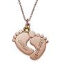 MyNameNecklace Engraved Baby Feet Pendant Necklace Swarovski Crystals Personalized Names Birthstone for Mom