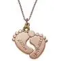 MyNameNecklace Engraved Baby Feet Pendant Necklace Swarovski Crystals Personalized Names Birthstone for Mom