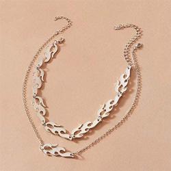 Hip-hop Flame Fire Choker Necklace Punk Adjustable Neutral Fire Charm Chain Wave Sun Choker Clavicle for Women Girl Streetwear Jewelry