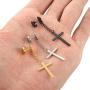 Szory Stainless Steel Dangle Cross Earrings for Men Women Black Silver Gold