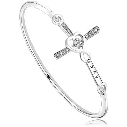 Zuo Bao Christian Cross Bracelet God is Greater Than The Highs and Lows Bangle Bracelet Crystal Cross Beacelet Inspirational Religious Gift Zuo Bao Christian Cross Bracelet God is Greater Than The Highs and Lows Bangle Bracelet Crystal Cross Beacelet Inspirational Religious Gift