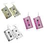 3 Pairs Cassette Tape Earrings Retro Acrylic Punk Tape Dangle Earrings Funny Geometric Square Drop Earrings Personality Night Club Accessories for Women Girls Cute Pretty Jewelry