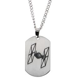 Star Wars Jewelry Episode 7 Tie Fighter Laser Etched Dog Tag Pendant Necklace, 22''