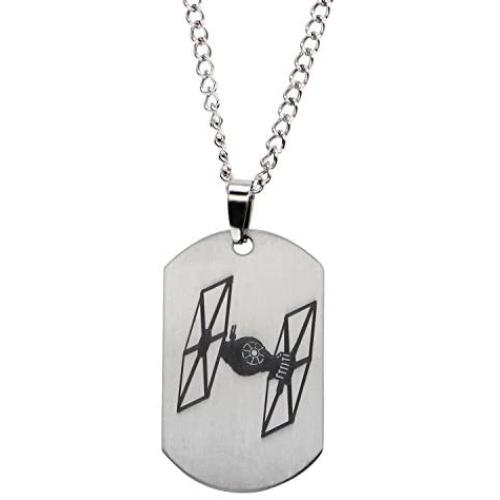Star Wars Jewelry Episode 7 Tie Fighter Laser Etched Dog Tag Pendant Necklace, 22''