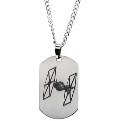 Star Wars Jewelry Episode 7 Tie Fighter Laser Etched Dog Tag Pendant Necklace, 22''
